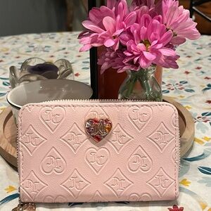 Juicy Couture Pink Embossed Heart Zip Wallet